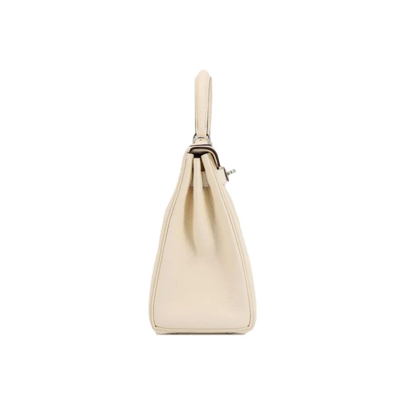 HERMES Kelly Taurillon Clemence Leather Kelly Bag Shoulder Bag Crossbody Bag Handbag Women's I2 Nata Cream White-3