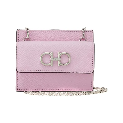 FERRAGAMO Hammered Texture Cow Leather Card Holder Women's Pink