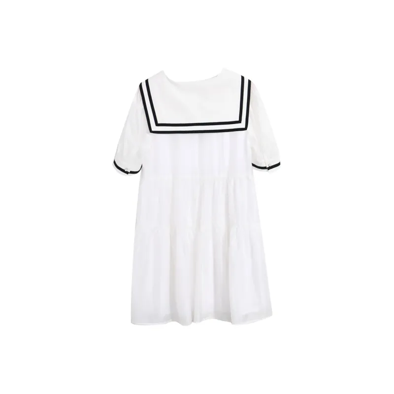 SETIROM Short Sleeved Dress Women's White-1