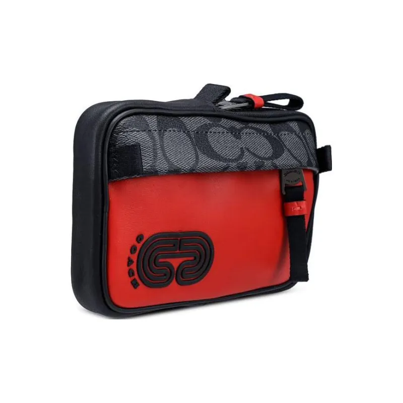 COACH Hybrid Canvas With Leather Wallets Coin Purses Small Size Men's Red & Black-1