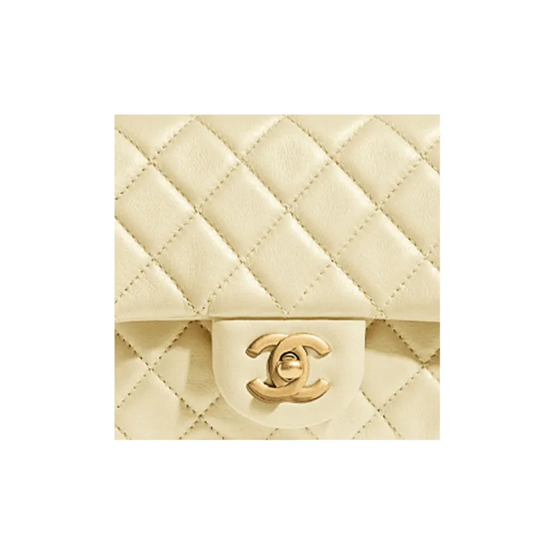 CHANEL Sheepskin Shoulder Bag, Crossbody Bag Women's Light Yellow-2
