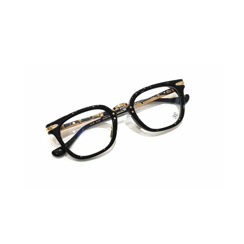 Chrome Hearts Plate And Metal Irregular Shape Eyeglass Frames Unisex Black-1
