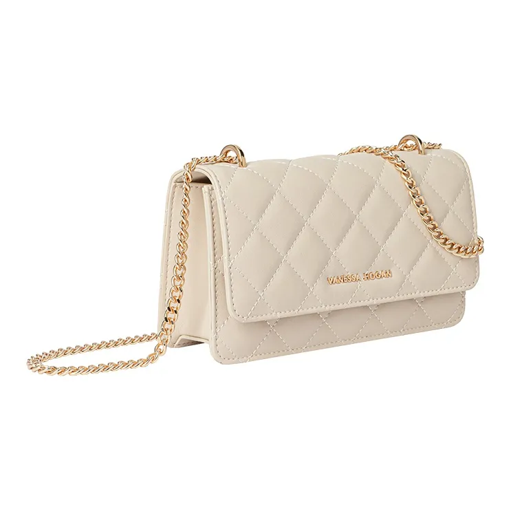 VANESSA HOGAN Lingge Series Fabric Women's Bag, Chain Bag, Crossbody Bag Trumpets Women's Black/Blue/Gray/Ecru-1