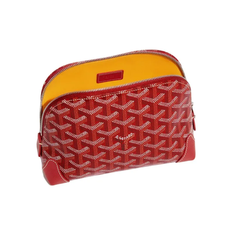GOYARD Vendôme Canvas With Calfskin Dog's Teeth Makeup Bag Women's Red-2