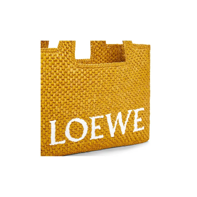 LOEWE Raffia Fiber Tote Bag Shopping Bag Handbag Small Size Women's Ochre-5