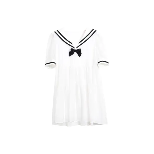 SETIROM Short-Sleeved Dresses Women's White