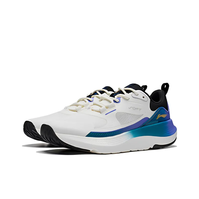 LiNing SOFT GO Go Cushioned Slip Resistant Low Top Casual Shoes Men's White Blue Purple-2