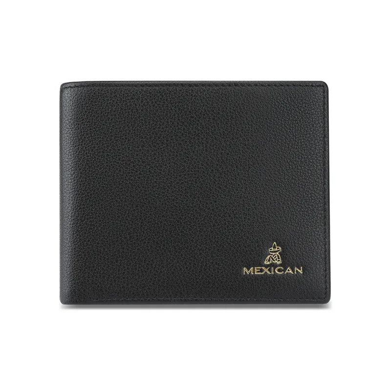 MEXICAN Nappa Texture Genuine Leather Wallet Men's Black-7