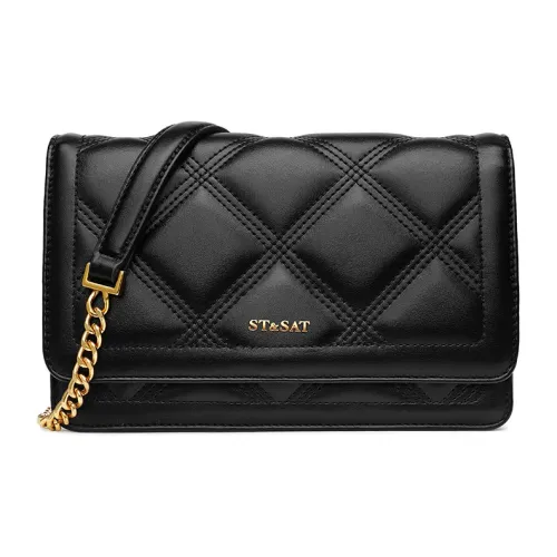 ST&SAT Artificial Leather Shoulder Bag Crossbody Bag Shoulder Bag Small Square Bag Girlfriend Bag Women's Black