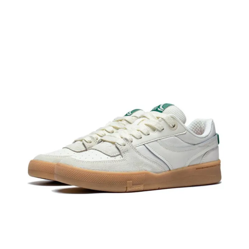 LiNing Zhengrong 92S| Slip Resistant Impact Resistance Low Top Skateboard Shoes Women's White Green-2