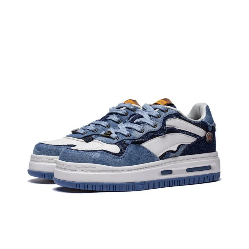 LiNing Future C1 Slip Resistant Cushioning Low Top Skateboard Shoes Women's Soft Gray Blue-2