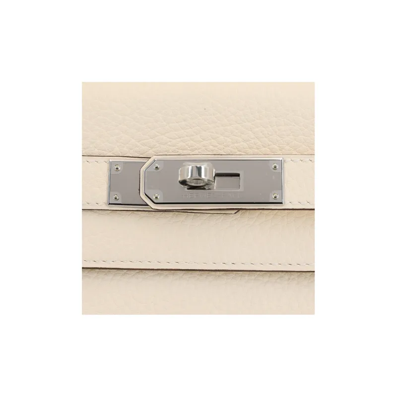 HERMES Kelly Taurillon Clemence Leather Kelly Bag Shoulder Bag Crossbody Bag Handbag Women's I2 Nata Cream White-11