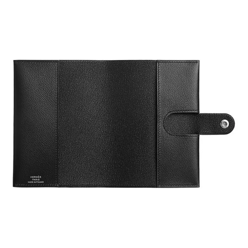 HERMES R.M.S Evergrain Calfskin Passport Holder Men's Noir Black-1