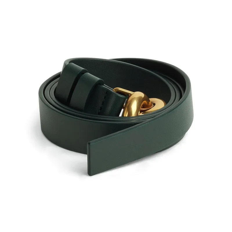 Bottega Veneta Solid Color, Pin Buckle Leather Belts Women's Green Width 2CM-1