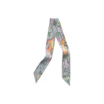 HERMES Silk Scarves Women's Gray