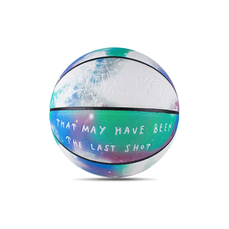 LENWAVE PU Basketball Tie Dye White Green Size 7 Glow In The Dark Unisex-4