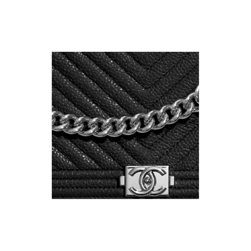 CHANEL Leboy Sheepskin Chain Wallet, Shoulder Bag, Crossbody Bag Women's Black-4