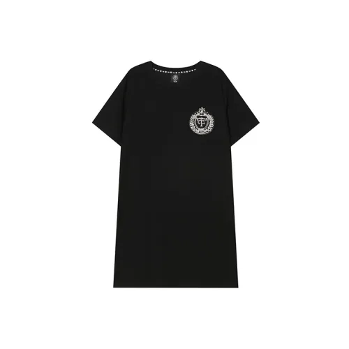 TCH Short-Sleeved Dresses Women's Black Base With Silver Logo