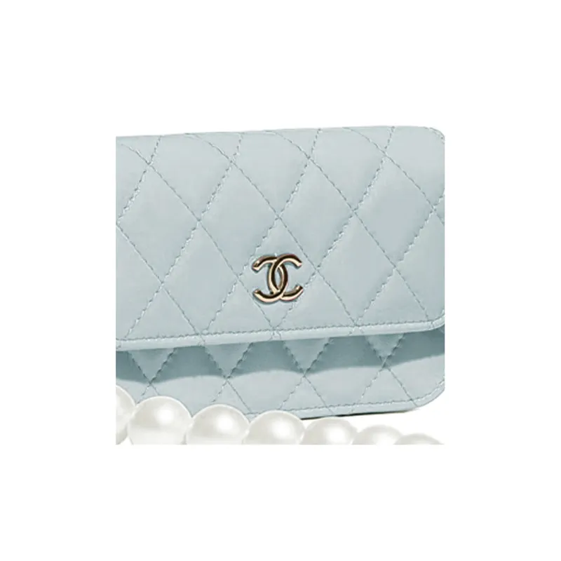 CHANEL Calfskin Pochette, Shoulder Bag, Coin Purse, Handbag, Shoulder Bag, Crossbody Bag Women's Mudra Color/Lake Blue-1