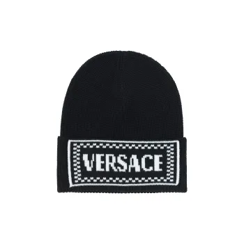 VERSACE Intarsia knit Logo Beanie
