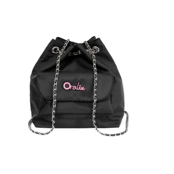 OTA Nylon Fabric Chain Crossbody Bag Shoulder Bag Backpack Medium Size Unisex Black