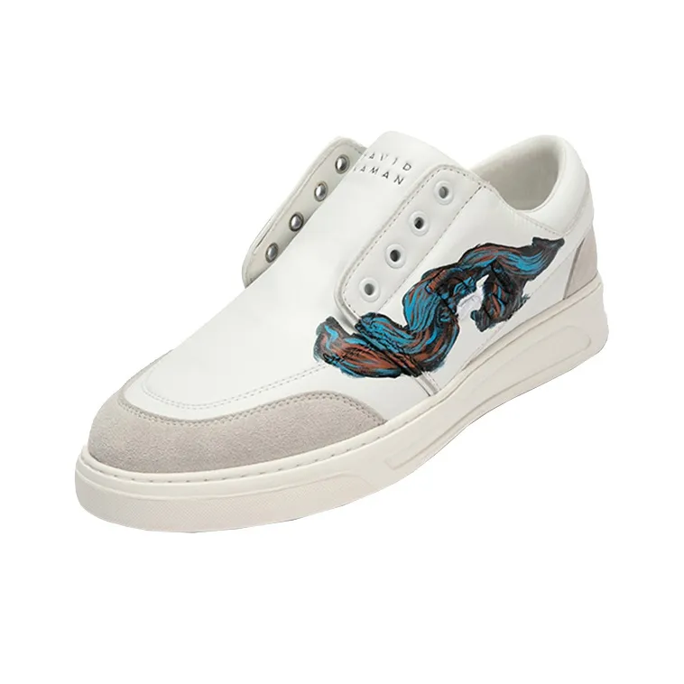 DAVID NAMAN Low Top Skateboard Shoes Men's White-2