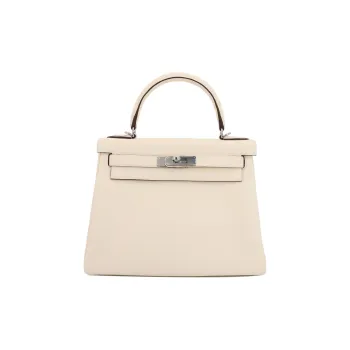 HERMES Kelly Taurillon Clemence Leather Kelly Bag Shoulder Bag Crossbody Bag Handbag Women's I2 Nata Cream White