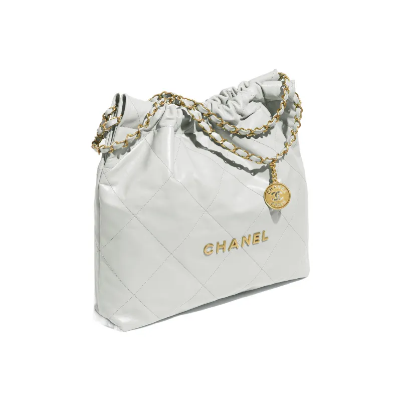CHANEL 22Bag Bright Calfskin Trash Bag, Tote Bag, Shopping Bag, Handbag, Shoulder Bag Women's Light Blue Gray-3