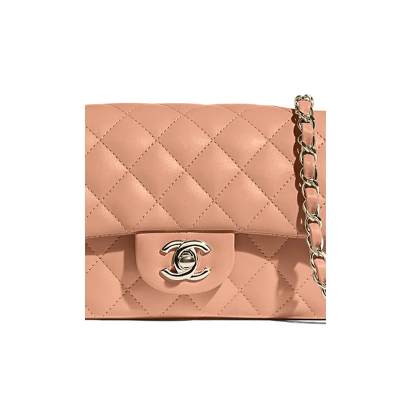 CHANEL Classic Flap CF Sheepskin Shoulder Bag, Crossbody Bag Mini Women's Dried Rose Pink-1