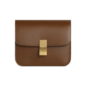 CELINE Classic Bo Polished Cow Leather Tofu Bag Block Shoulder Bag Crossbody Bag Teen Women's Camel