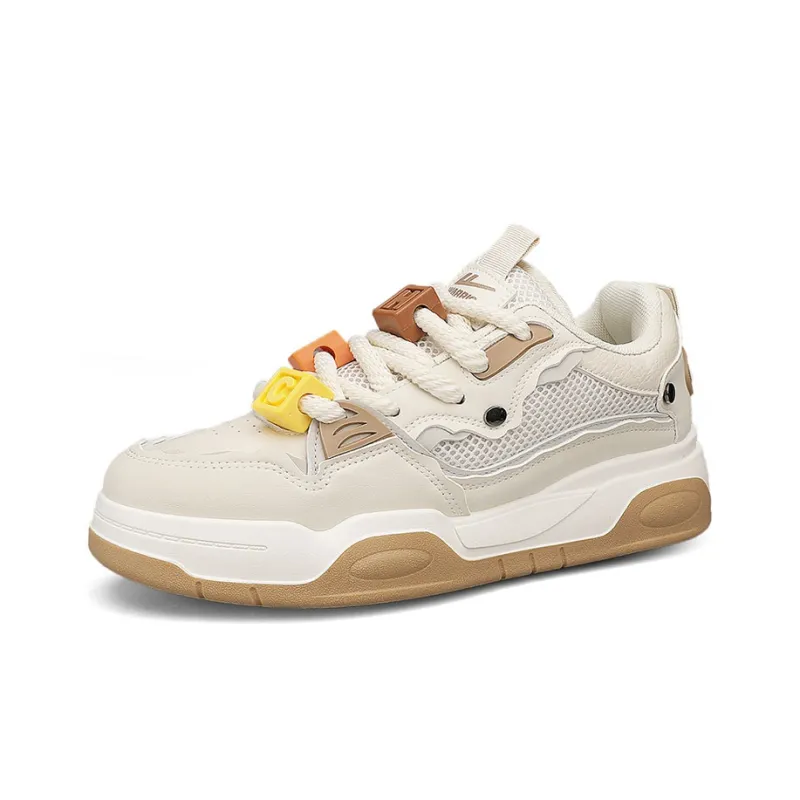 Warrior Candy Cube Series Puffy Shoes Lightweight, Breathable, And Abrasion Resistant Low Top Casual Shoes Unisex Beige-1