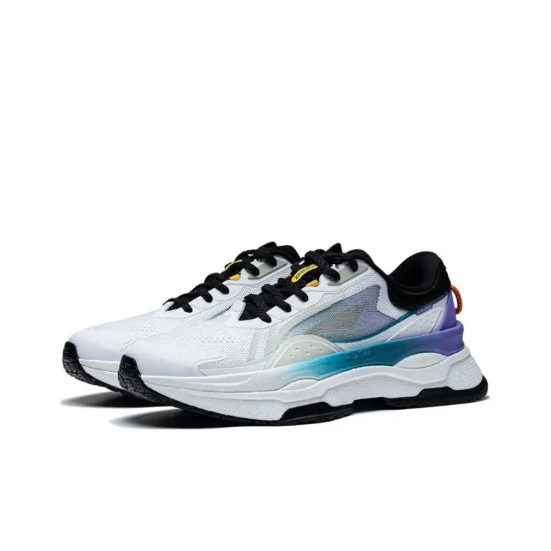 LiNing Exceed 7 Cushioning Anti Slip Wear Resistant Breathability Low Top Casual Shoes Men's White Purple-2