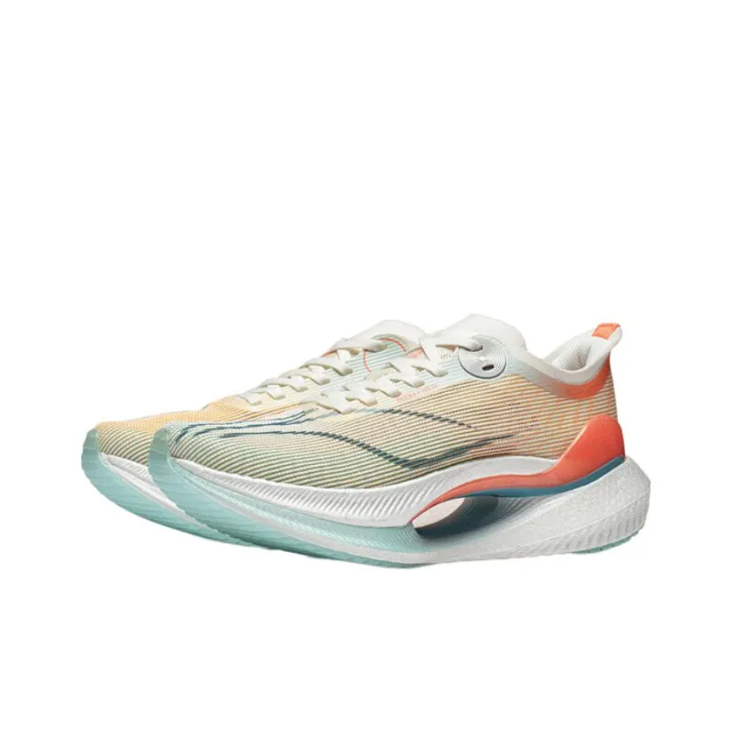 LiNing Jueying 2 Essential Cushioned Slip Resistant Low Top Running Shoes Women's White Orange-2