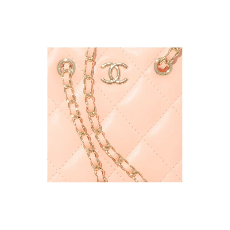 CHANEL Sheepskin Clutch, Coin Purse, Shoulder Bag, Crossbody Bag Women's Pink-4