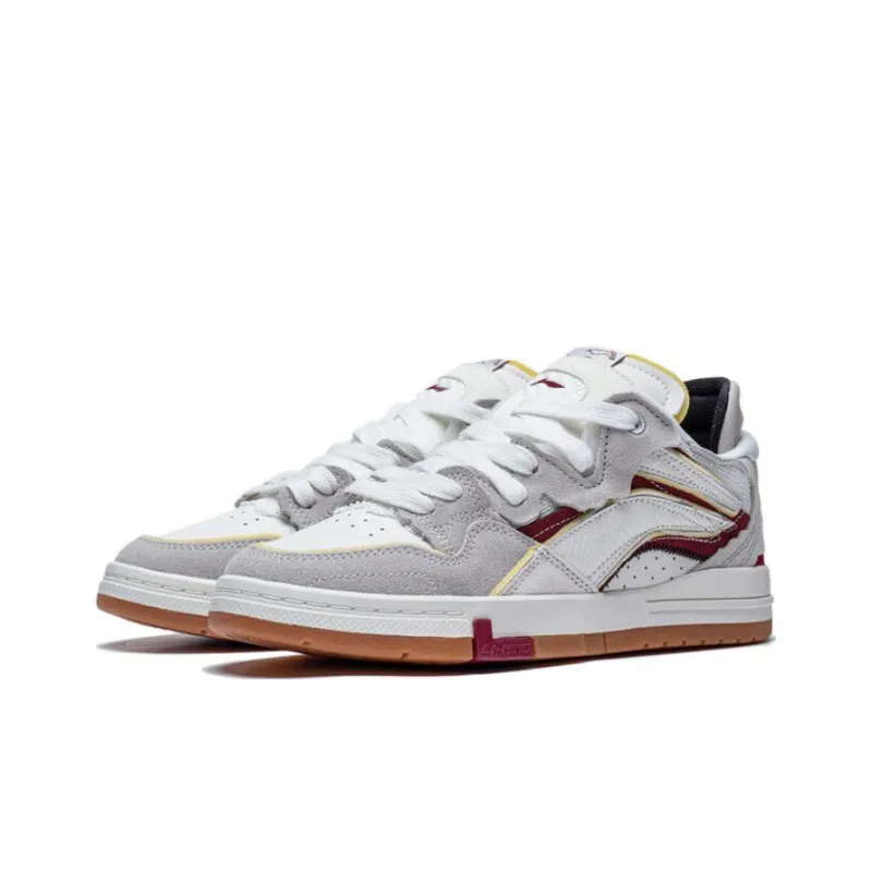 LiNing Wave Pro Slip Resistant Low Top Skateboard Shoes Men's Gray White-2