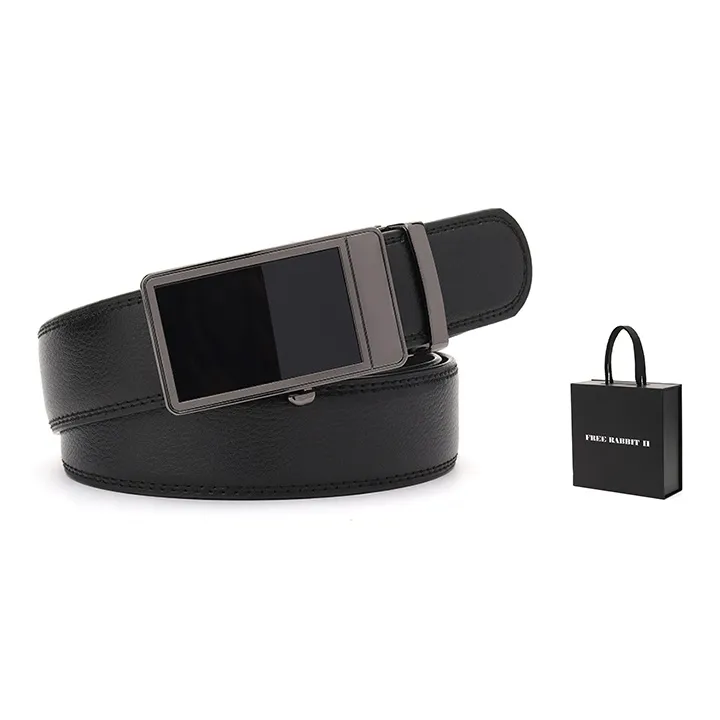 FREE RABBITⅡ No Hole Automatic Buckle Smooth Strap Body Leather Belts Men's-6