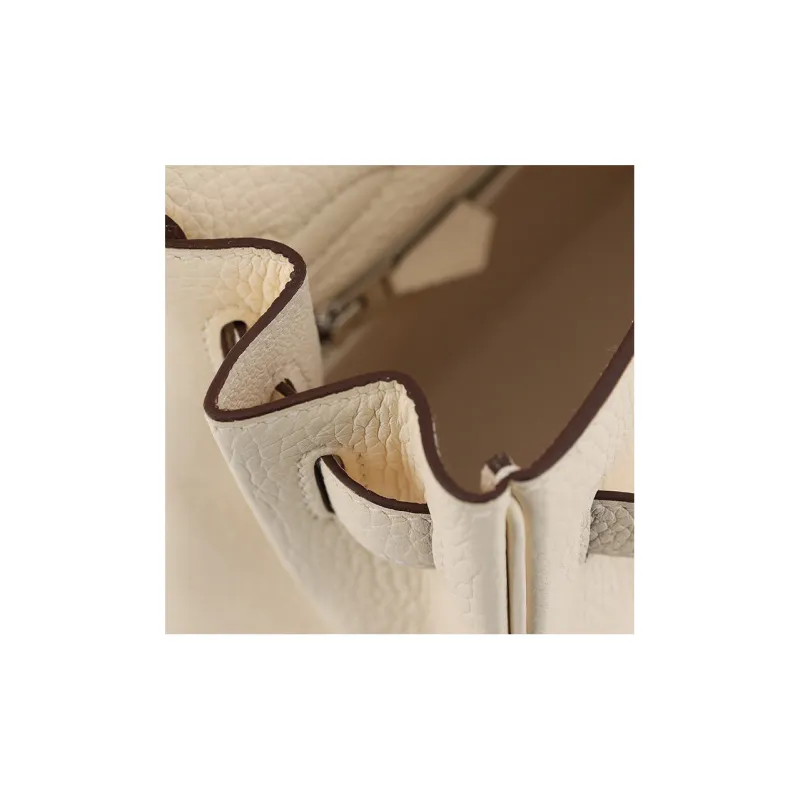 HERMES Kelly Taurillon Clemence Leather Kelly Bag Shoulder Bag Crossbody Bag Handbag Women's I2 Nata Cream White-8