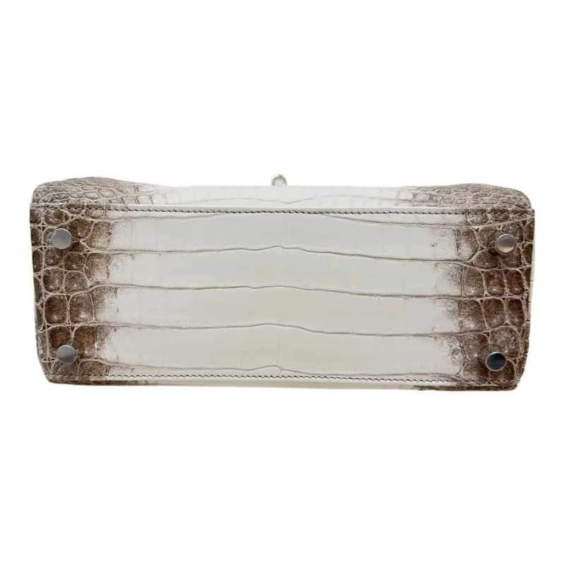 HERMES Kelly Rhinestone Buckle Crocodile Leather Limited Edition Blue Box Kelly Bag Handbags Regular Women's Natural-3