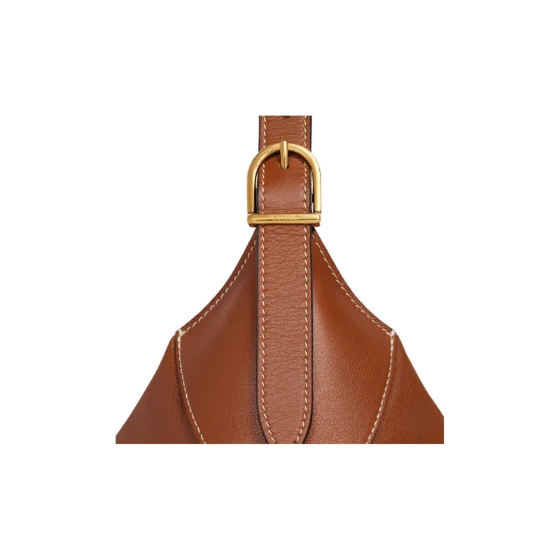 CELINE Romy Collection Soft Calfskin Shoulder Bag Handbag Medium Size Women's Tawny-5