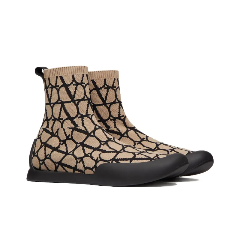 Valentino Toile Iconographe Round Toe Sock Boots-2