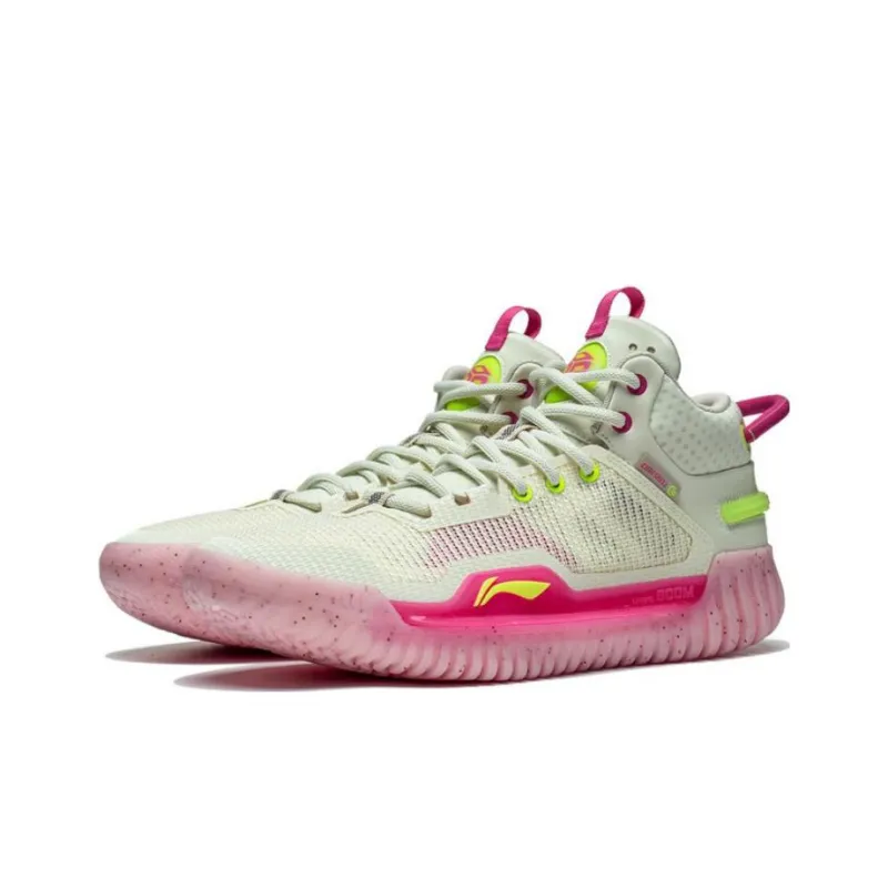 LiNing Badfive 3 Slip Resistant Mid Top Basketball Shoes Men's Cream White-2