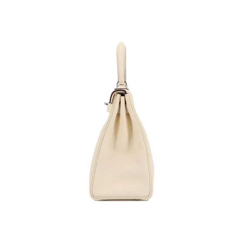 HERMES Kelly Taurillon Clemence Leather Kelly Bag Shoulder Bag Crossbody Bag Handbag Women's I2 Nata Cream White-2
