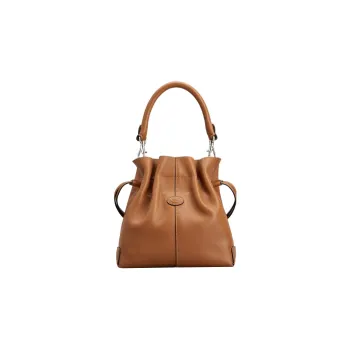 TOD'S DI Leather Bucket Bag Handbag Shoulder Bag Mini Women's Brown