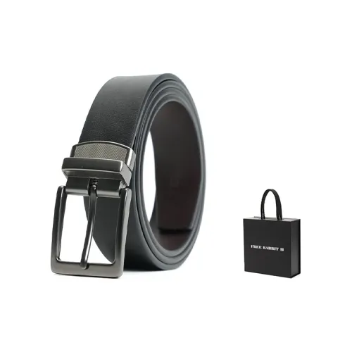 FREE RABBITⅡ Wear Resistant Genuine Leather Pin Buckle Rotating Double Sided Leather Belts Men's 3.8cm