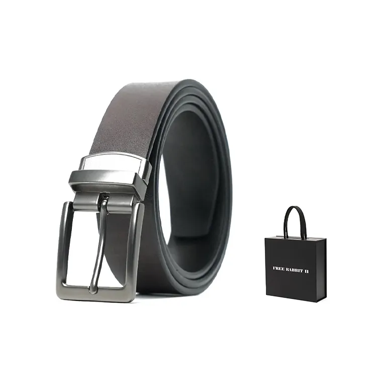FREE RABBITⅡ Wear Resistant Genuine Leather Pin Buckle Rotating Double Sided Leather Belts Men's 3.8cm-6