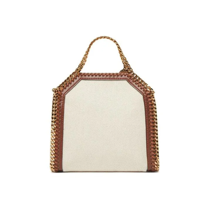 Stella McCartney Falabella Polyester Tote Bag, Shopping Bag, Irregular Shaped Bag, Handbag Women's White & Umber-3