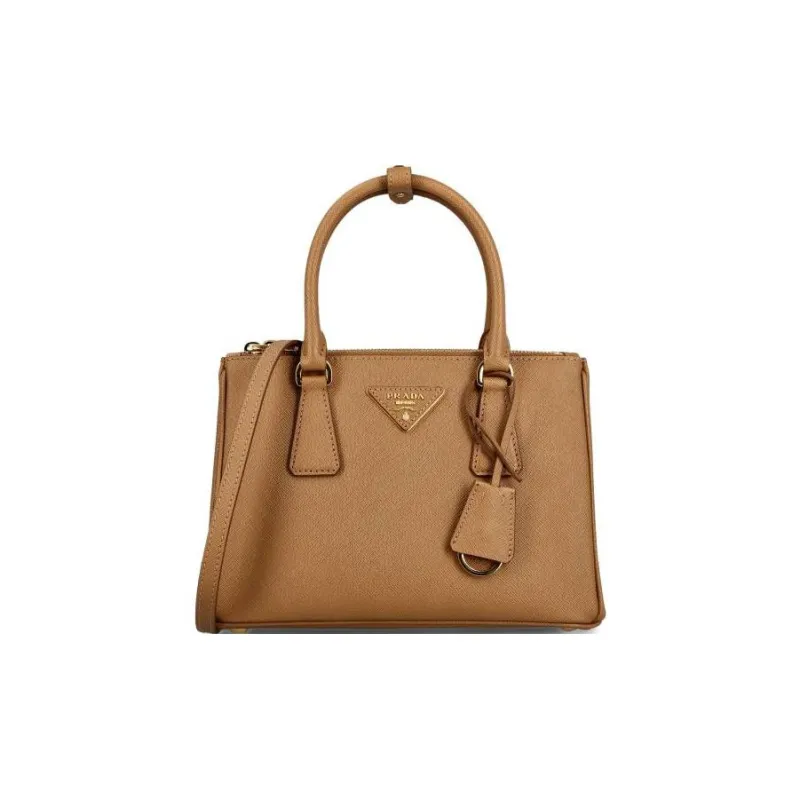 PRADA Cow Leather Tote Bag Shopping Bag Shoulder Bag Handbag Women's Brown-0