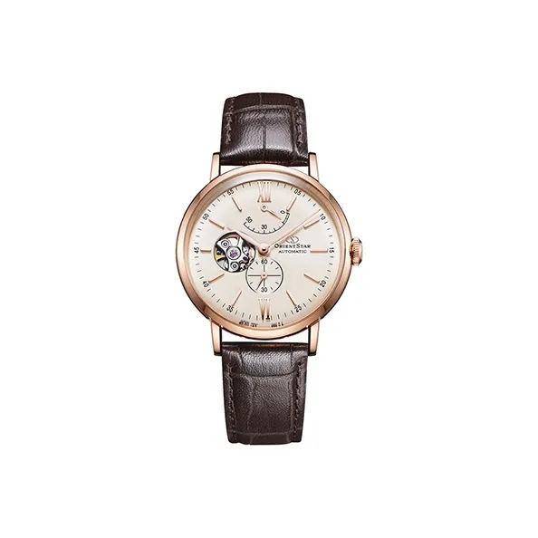ORIENT STAR Automatic Mechanical Movement Cow Leather Strap Watch Men's Watches White Dial-0