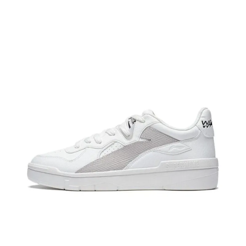 LiNing Wave LITE| Slip Resistant Low Top Skateboard Shoes Men's White Gray-0