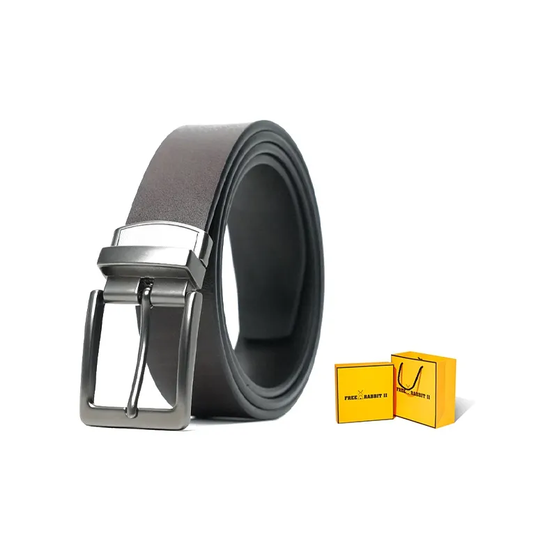 FREE RABBITⅡ Wear Resistant Genuine Leather Pin Buckle Rotating Double Sided Leather Belts Men's 3.8cm-2